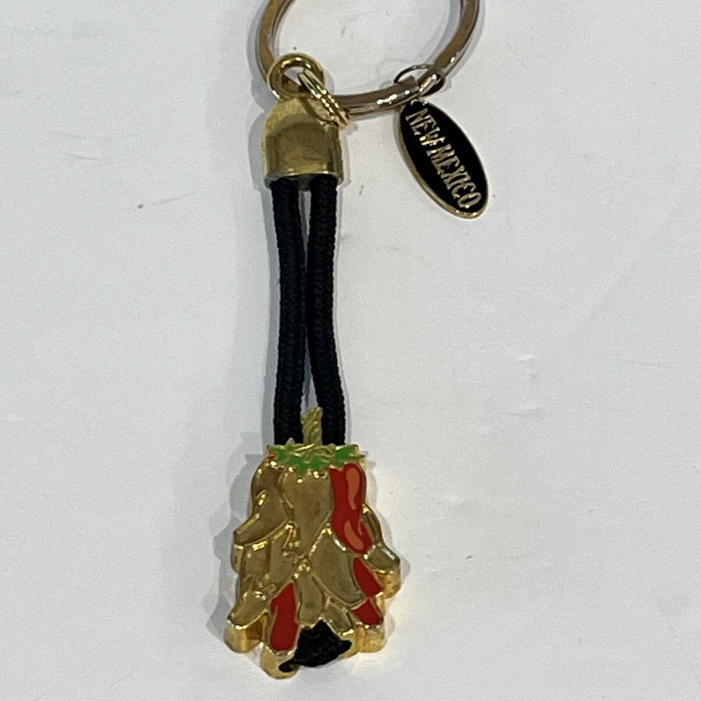 Red & Gold Chili‎ Peppers New Mexico Metal Keychain Key Fob 4"